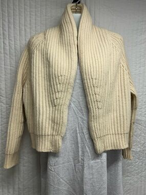 Vince Cream Chunky Ribbed thick Shawl-Collar Cardigan
